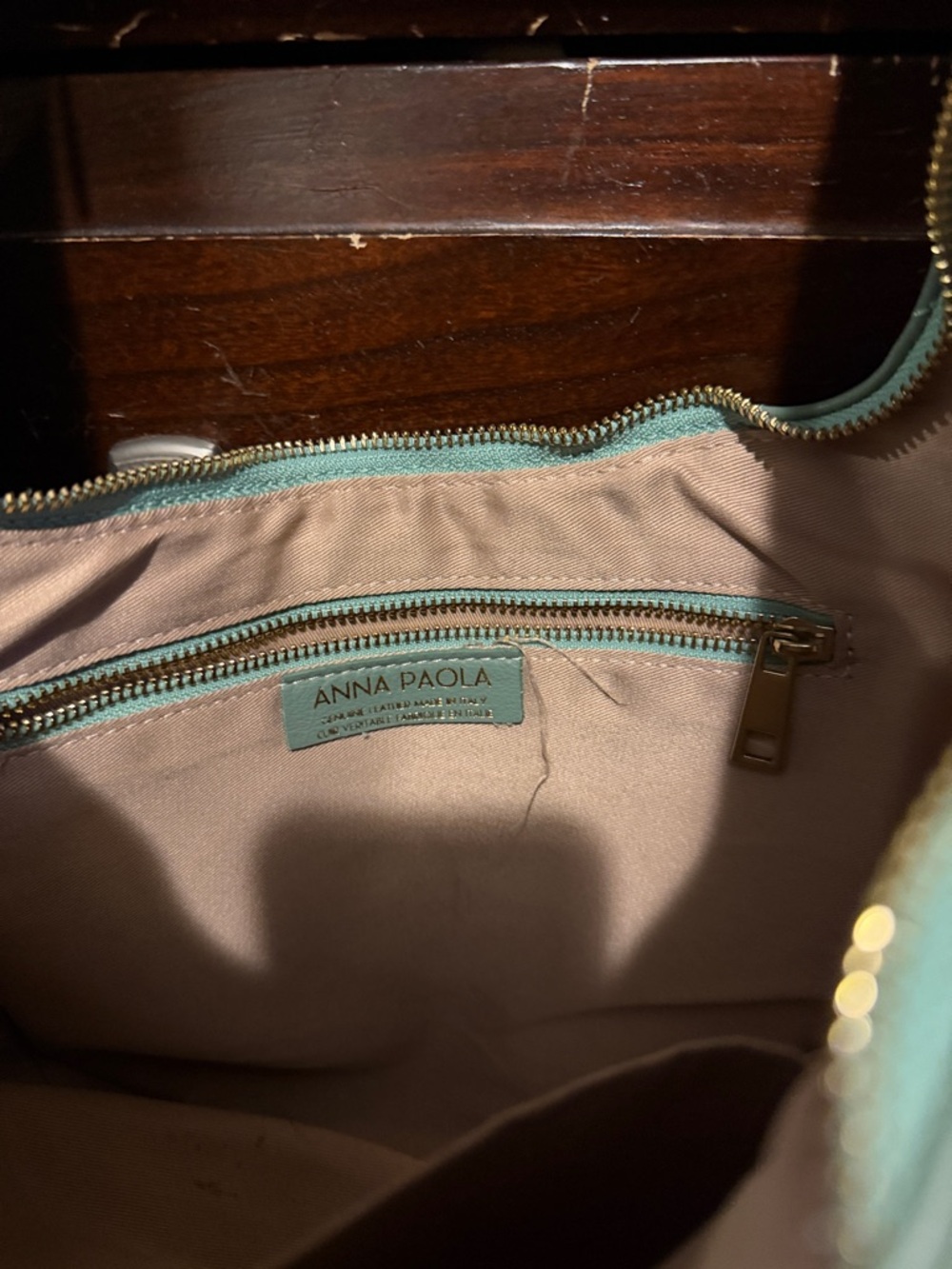 Anna Paola Mint Tote with Gold Hardware